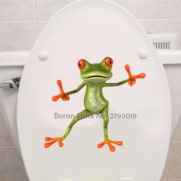 3D Funny Frog Toilet Sticker