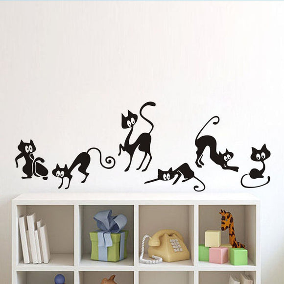 Lovely 6 Black Cats Wall Sticker