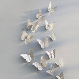 12Pcs/lot 3D Hollow Golden Silver Butterfly Wall Stickers